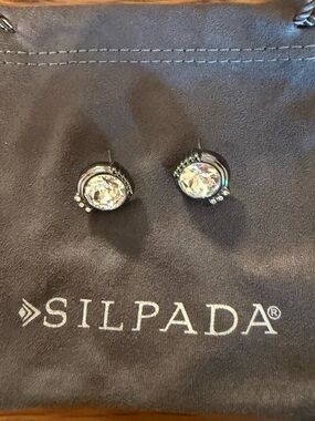 Silpada Silver Clear Crystal Stud Earrings